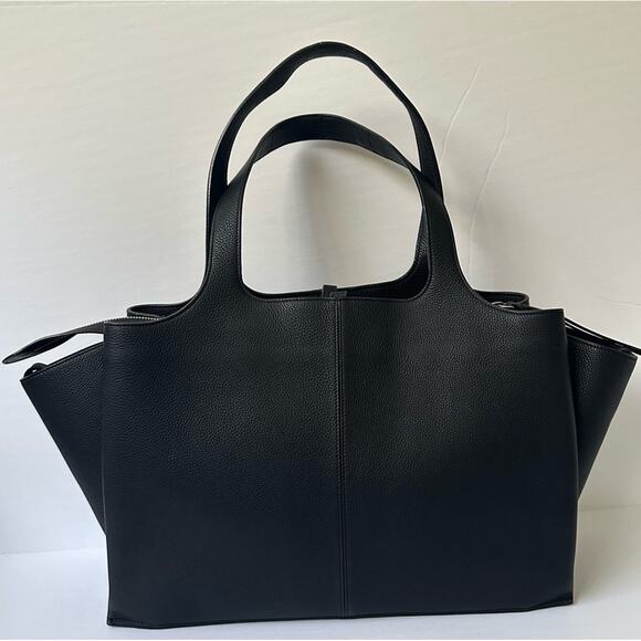 Celine Phoebe Philo Med Tri-Fold Black Shoulder Bag Grained Leather Authentic - Picture 5 of 16
